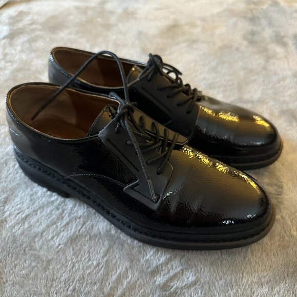 Franco Sarto Sendra Shiny Black Creepers Oxford Shoes Women's size 9 - Picture 1 of 7